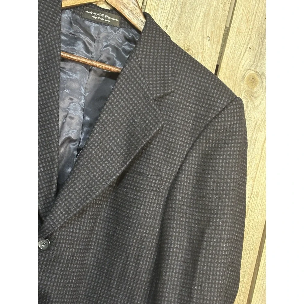 Mens Bachrach Blazer 38R Cashmere Blend Sport‎ Coat Black Textured Italy Fabric